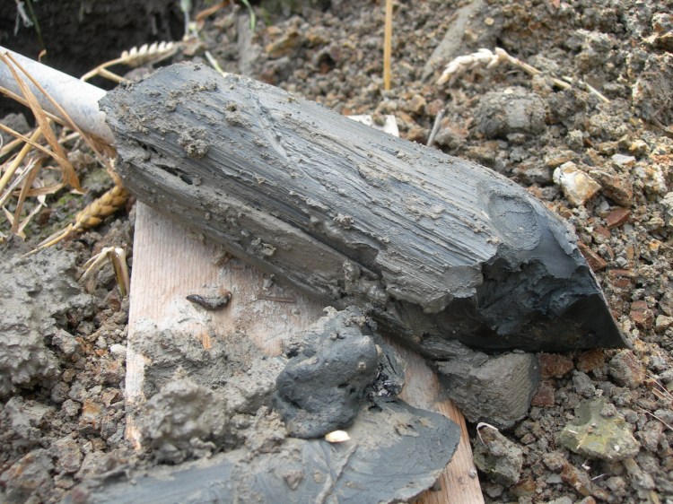 Potentiaalinen hapan sulfaattimaa, joka on mustan tai tummanharmaan värinen. 